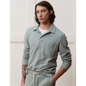Todd Snyder | Men's Gray Seersucker Montauk Polo Size Small ALTERED LENGTH CROP